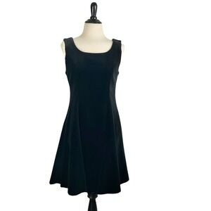 LAURA ASHLEY Vintage Black Velvet Sleeveless DRESS 6 Party Whimsigoth Witchy